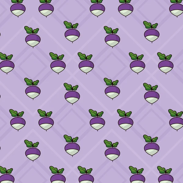 Purple pattern with radish vegetables — Stock Vector