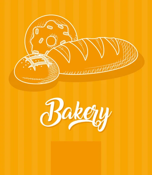 パンと手描きのパン屋のデザイン — ストックベクタ