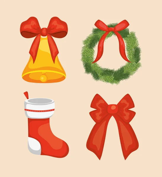 Conjunto de iconos de Navidad, diseño colorido — Archivo Imágenes Vectoriales