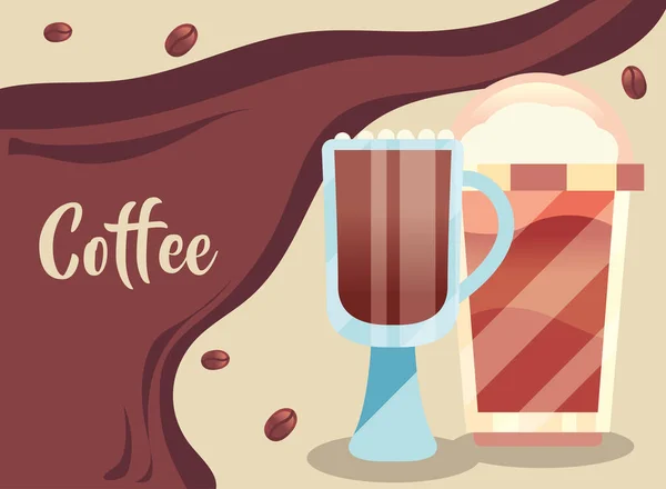 Кружка кофе стекло и векторный дизайн чашки — стоковый вектор