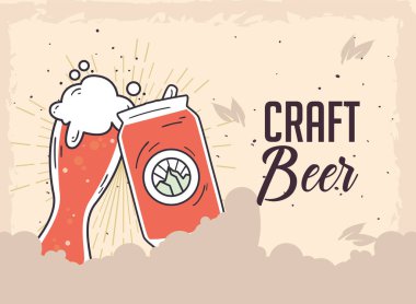 Bira bardağı ve grunge arkaplan vektör tasarımı