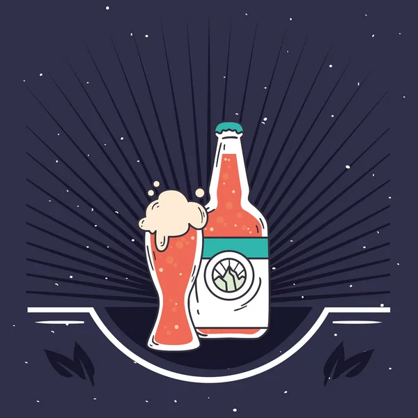 啤酒杯和瓶子病媒设计 — 图库矢量图片