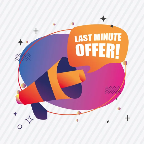 Last minute offer bubble with megaphone vector design — Stock Vector