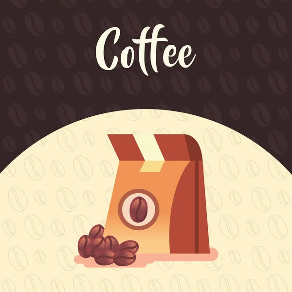 Kaffeetasche mit Bohnen Vektor-Design — Stockvektor