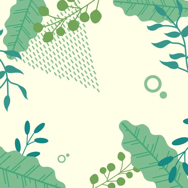 抽象的な形や熱帯の葉がカラフルなデザイン — ストックベクタ