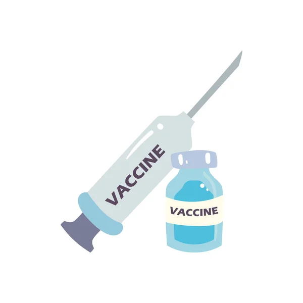 Covid 19 szczepionka słoik i projekt wektora iniekcji — Wektor stockowy