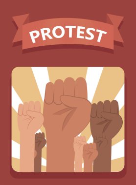Çerçeve vektör tasarımında elleri protesto etti