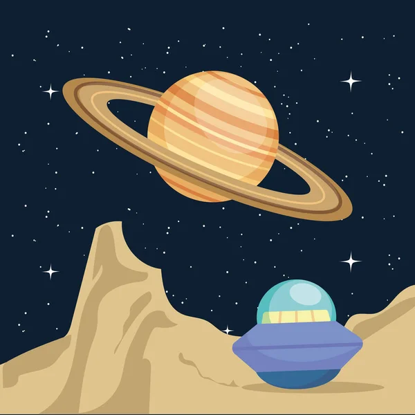 Space ufo and saturn vector design — Stock Vector
