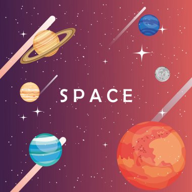 Uzay Mars 'ları ve gezegenlerin vektör tasarımı