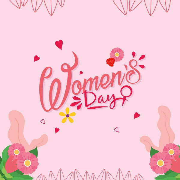 Día de la mujer con flores vector de diseño — Vector de stock