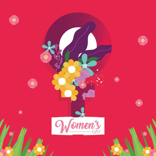 妇女日，开着关于女性性别矢量设计的花 — 图库矢量图片
