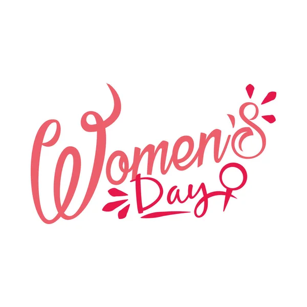 Pink lettering design of womens day, colorful design — Stock Vector