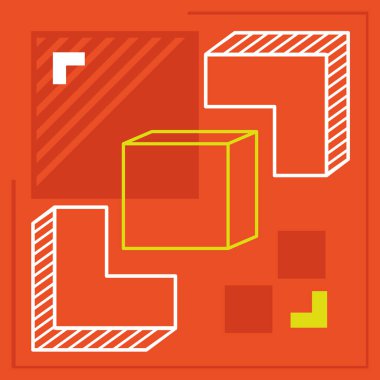 Geometrik şekilli turuncu arkaplan, renkli tasarım