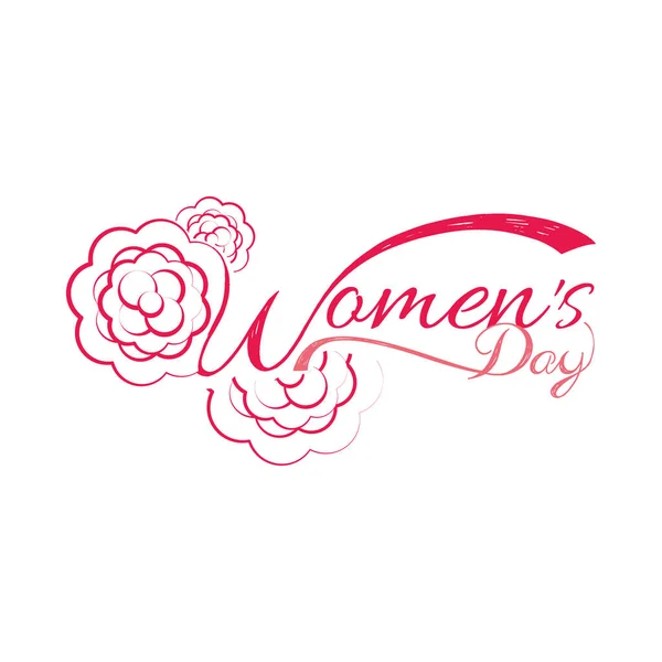 Lettering design do dia das mulheres com flores decorativas, design colorido — Vetor de Stock