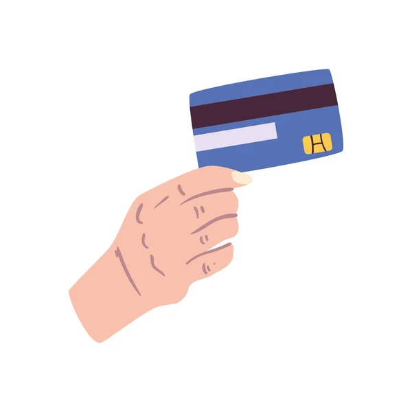 Mano celebración azul tarjeta de crédito vector de diseño — Vector de stock