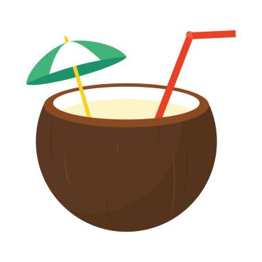 Hindistan cevizi kokteyli ikonu, renkli tasarım