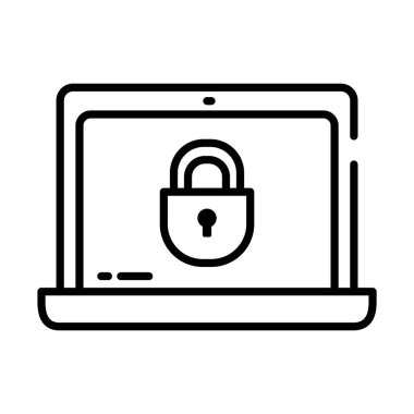 asma kilit simgesine sahip dizüstü bilgisayar, yarım satır biçimi