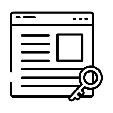 Web tarayıcı ve anahtar simgesi, yarım satır biçimi