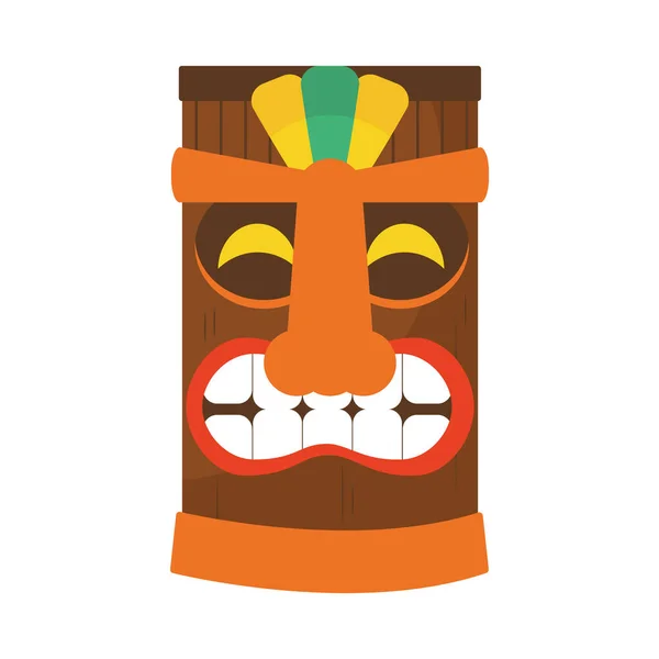 Hawaiian tiki面具笑脸图标，五彩斑斓的设计 — 图库矢量图片
