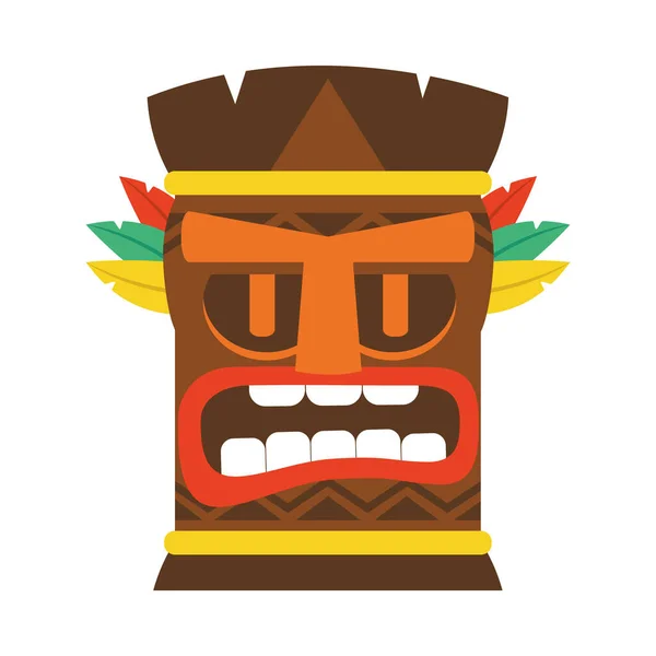 Colorido ícone de máscara de tiki de madeira, design colorido —  Vetores de Stock