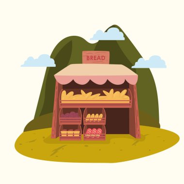 Ekmek pazarı vektör tasarımı dışında