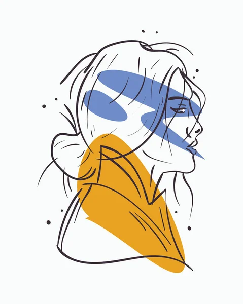 Wanita seksi kartun dengan warna biru dan kuning desain vektor - Stok Vektor