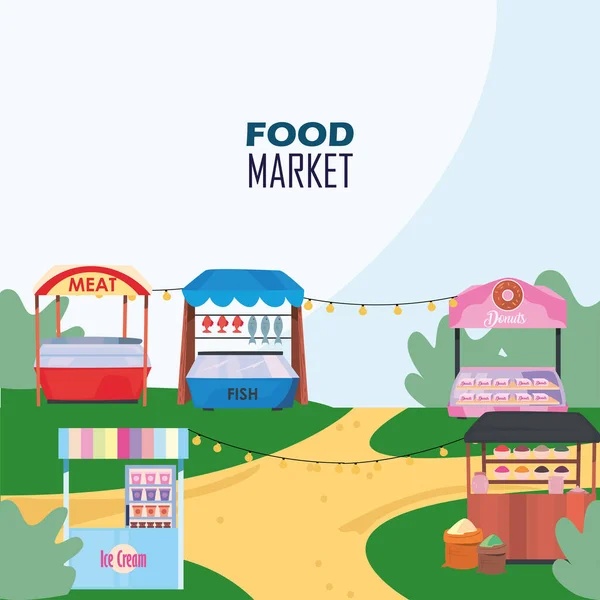 Mercados definidos no design do festival — Vetor de Stock