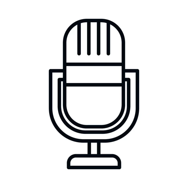 Icono del micrófono, estilo de línea — Vector de stock