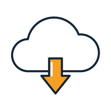 bulut depolama ve indirme simgesi, satır ve doldurma biçimi