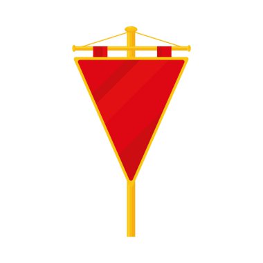 Ortaçağ kırmızı kalkanının simgesi, renkli tasarım