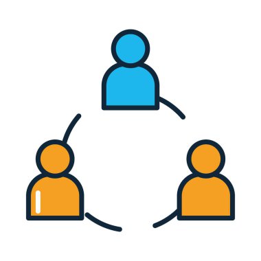 Ok bağlantıları insanları sosyal medya ağ arkadaşlık çemberi, çizgi ve dolgu stiline bağlar