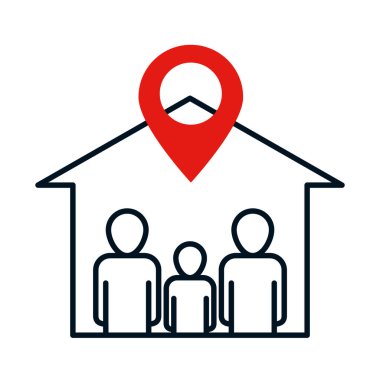 Coronavirus önleme, aile ev ikonu, renkli tasarım