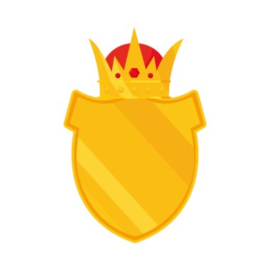 Altın ortaçağ kalkanı dekoratif taç, renkli tasarım