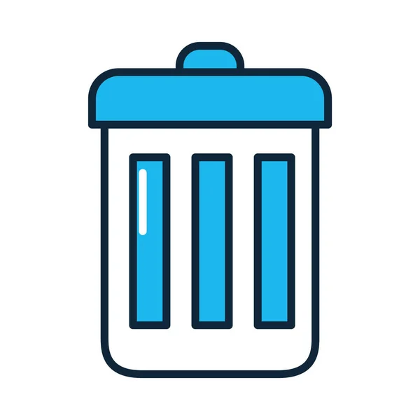 Icono de cubo de basura, línea y estilo de relleno — Vector de stock