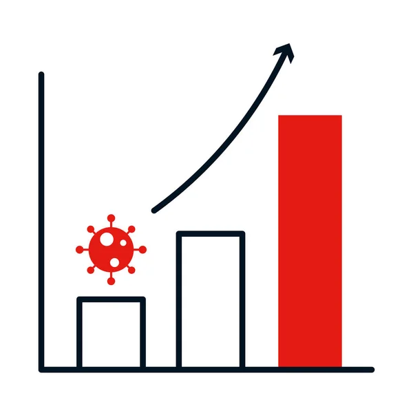 Coronavirus prevenciós koncepció, bár chart koronavírus szimbólum és emelkedő nyíl, színes design — Stock Vector