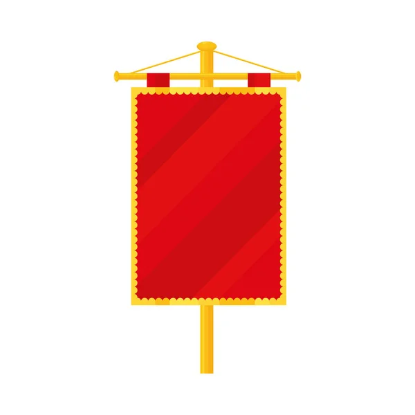 Escudo rojo medieval cuadrado, diseño colorido — Vector de stock