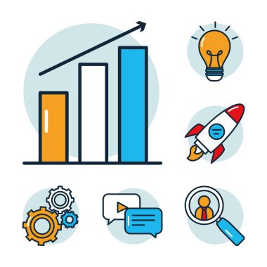 bar tablosu ve sosyal ortam simgesi seti, satır ve doldurma biçimi