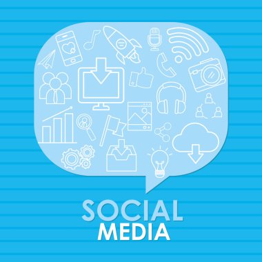 Sosyal medya simgelerine sahip konuşma balonu, satır biçimi