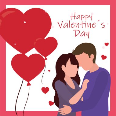 Sevgililer günün kutlu olsun. Kalpli çift, vektör tasarımı.