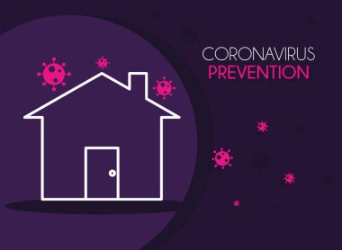 Coronavirus önleme ve ev vektör tasarımı ile evde kalmak