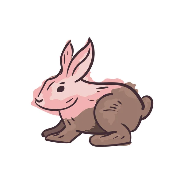 Mignon dessin vectoriel de peinture de lapin brun — Image vectorielle