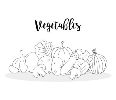 Sebze ikonları. Sağlıklı yiyecekler, düz stil.