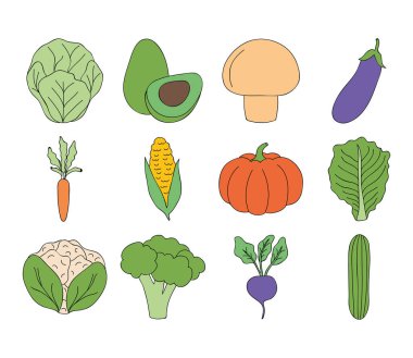 Sebze ikonu, düz stil.