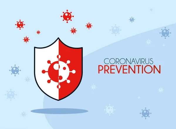 Coronavirus preventie en schild vector ontwerp — Stockvector