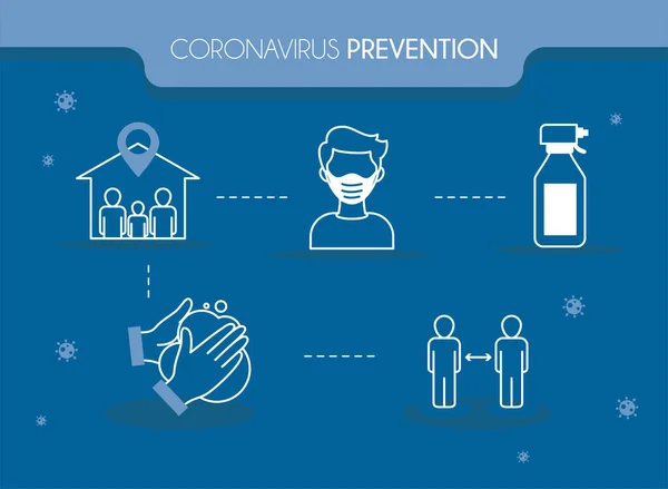 Coronavirus preventie en sociale afstand symbool set vector ontwerp — Stockvector