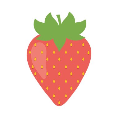 Çilekli meyve ikonu, düz stil.