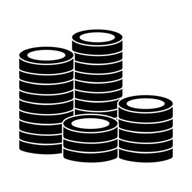 Kumarhane fişleri simgesi, siluet tarzı