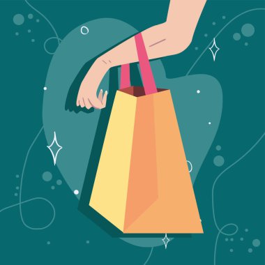 Kadın el ele alışveriş çantası vektör tasarımı