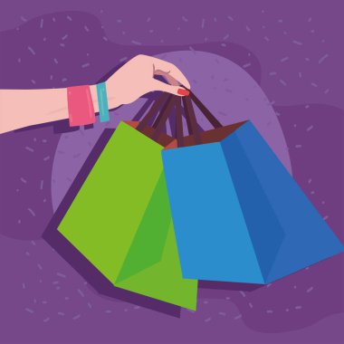 Alışveriş torbaları vektör tasarımı ile el