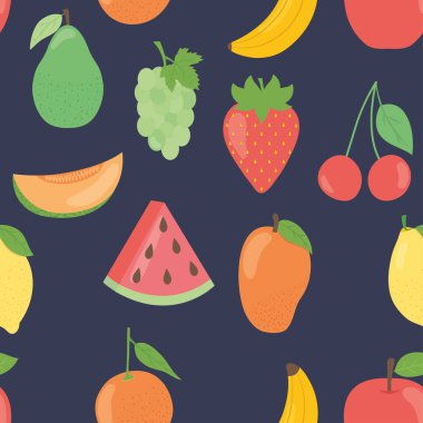 Tropikal meyvesiz desen, düz stil
